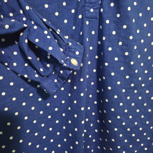 Old Navy blouse womens Large Blue polka-dot henley pullover lightweight - Picture 8 of 8